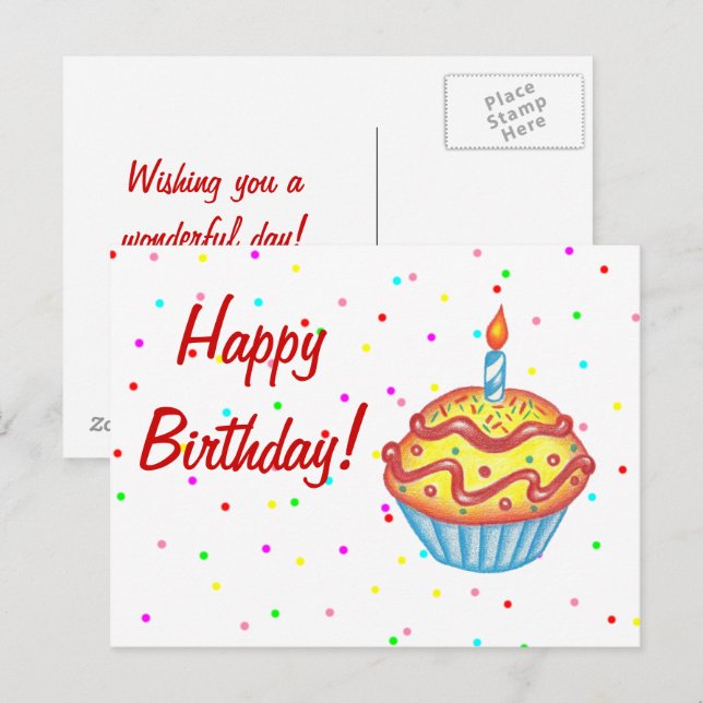 Carte postale de gâteau d'anniversaire (Devant / Derrière)