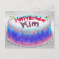 Carte postale de gâteau d'anniversaire de Kim