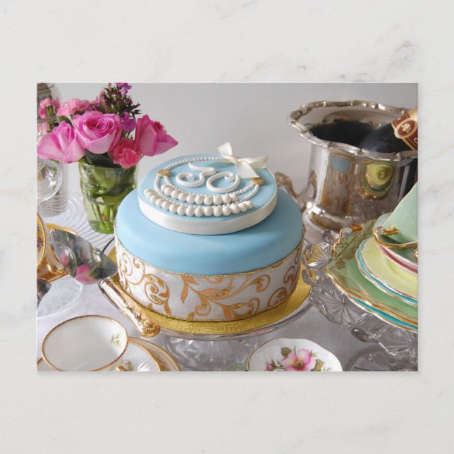 Carte postale de gâteau du 30e anniversaire. (Devant)