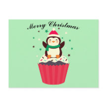 Carte postale de gâteau Penguin Merry Christmas