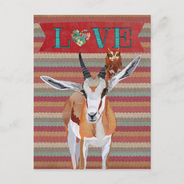 Carte Postale DE GAZELLE & OWL VALENTINE (Devant)