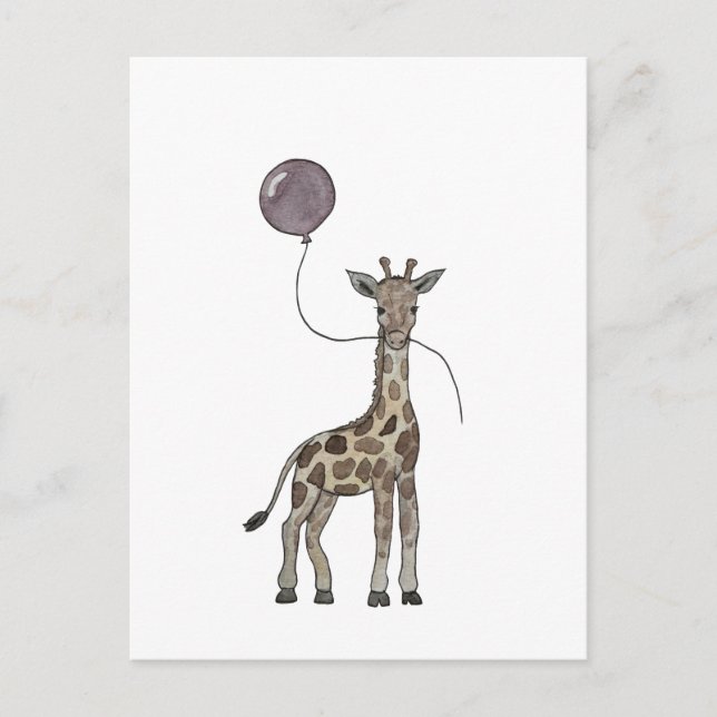 carte postale de girafe et ballons (Devant)