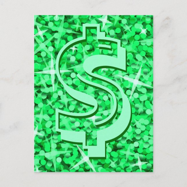 Carte postale de Glitz Green dollar '$' (Devant)