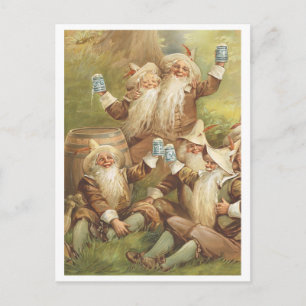 Carte postale de gnomes de célébration vintage