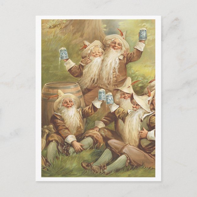 Carte postale de gnomes de célébration vintage (Devant)