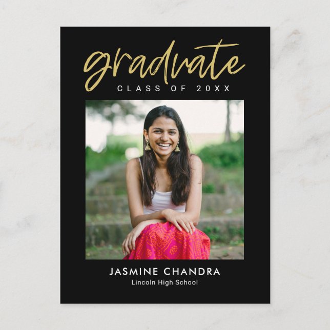 Carte postale de graduation couleur modifiable par (Devant)