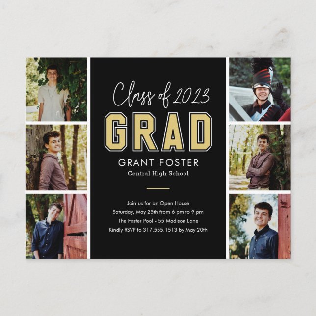 Carte Postale de graduation de couleur modifiable  (Devant)