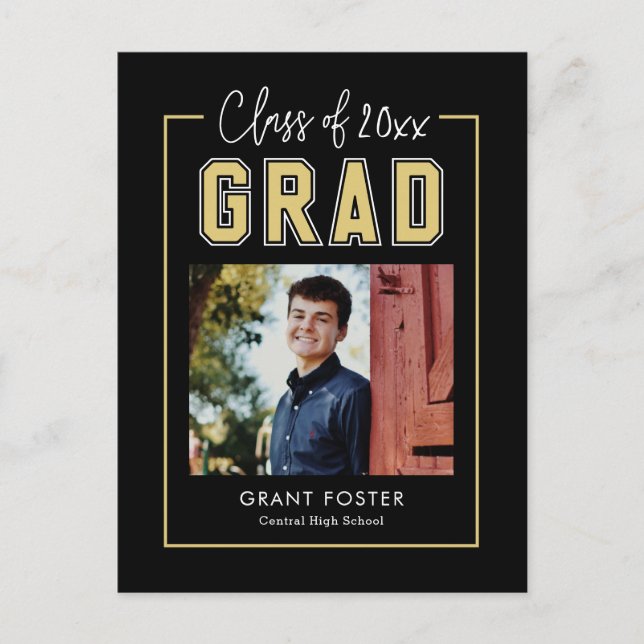 Carte Postale de graduation de couleur modifiable  (Devant)