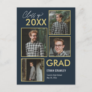 Carte postale de graduation de couleur modifiable