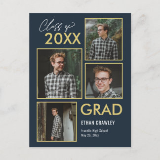 Carte postale de graduation de couleur modifiable 