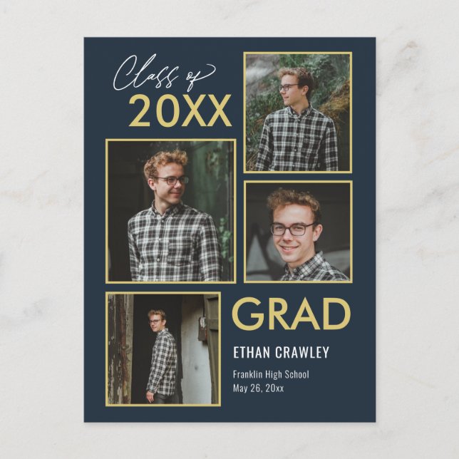 Carte postale de graduation de couleur modifiable  (Devant)