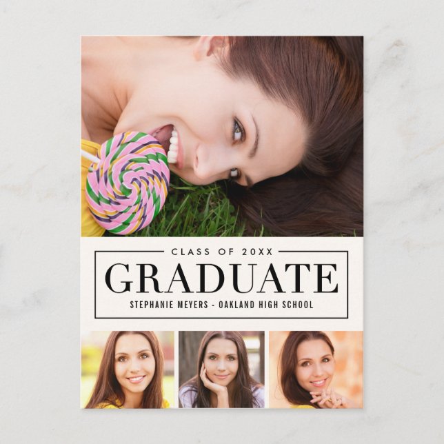 Carte postale de graduation de couleur modifiable  (Devant)