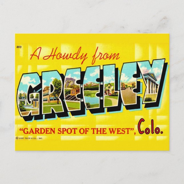 Carte postale de Greeley CO vintage (Devant)