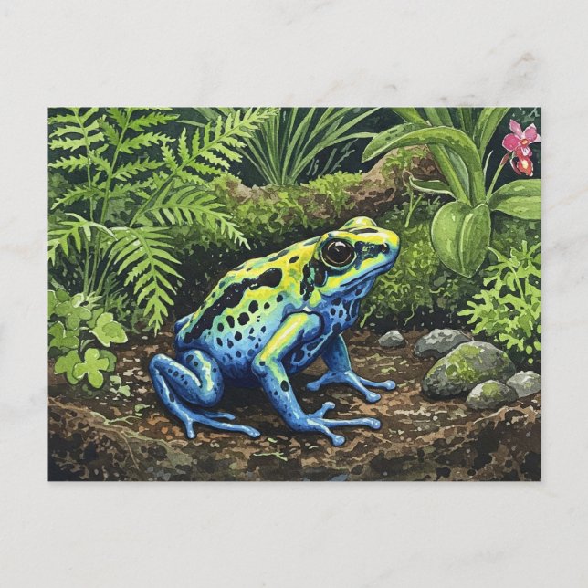 Carte postale de grenouille à tarte bleu pour le p (Devant)