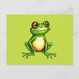Carte postale de grenouille verte mignonne