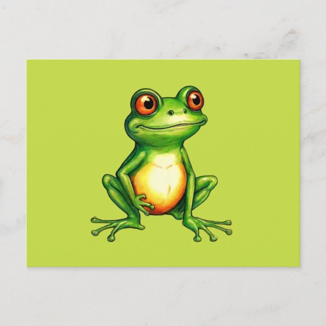 Carte postale de grenouille verte mignonne (Devant)