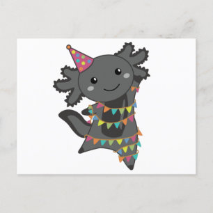 Carte postale de guirlande d'axolotl d'anniversair