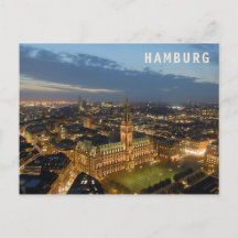 Carte postale de Hambourg la nuit