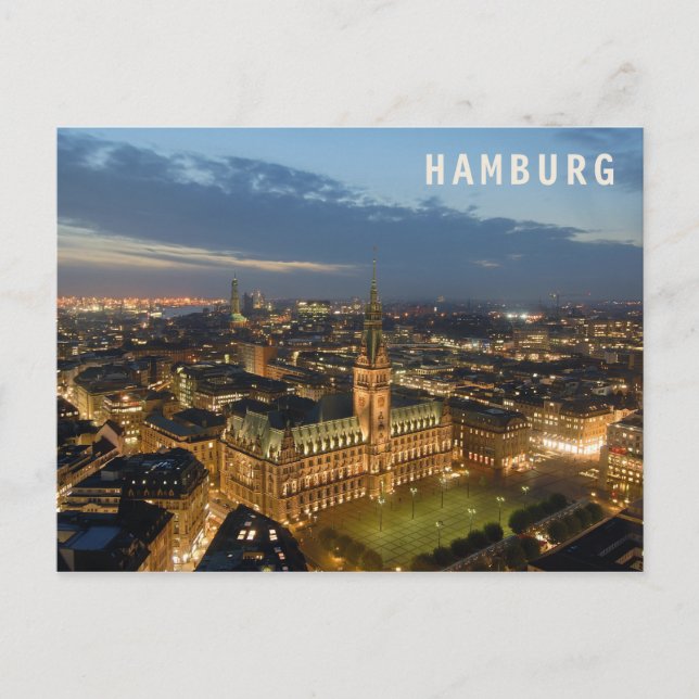 Carte postale de Hambourg la nuit (Devant)