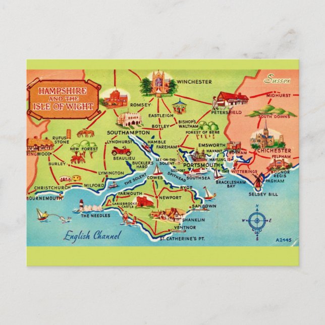 Carte postale de Hampshire & Île de Wight (Devant)