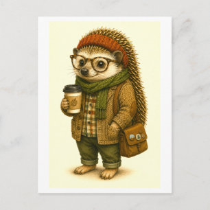 Carte postale de hérisson hipster