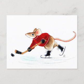 Carte postale de hockey souris mignonne Elbows Up!