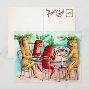 Carte postale de jeu de cartes aux carottes victor