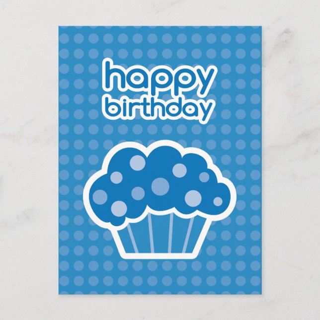 carte postale de joyeux anniversaire cupcake bleu (Devant)