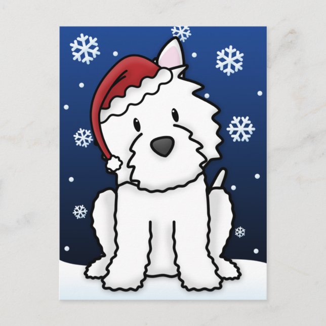Carte postale de Kawaii Westie Christmas (Devant)