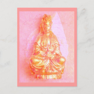 Carte postale de Kwan Yin de Rose-Or