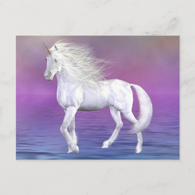 Carte postale de la beauté blanche de licorne (Devant)
