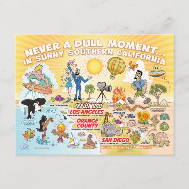 Carte postale de la Californie du Sud ensoleillée (Devant)