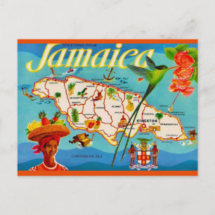Carte postale de la carte ancienne de la Jamaïque
