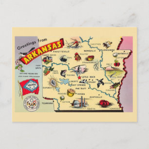 Carte postale de la carte ancienne de l'Arkansas 