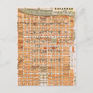 Carte postale de la carte ancienne de Savannah Géo