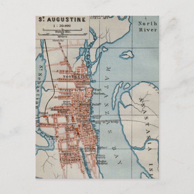 Carte postale de la carte ancienne de St Augustine (Devant)