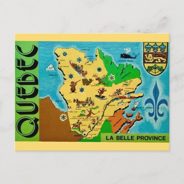 Carte postale de la carte ancienne du Québec (Devant)
