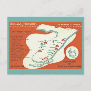 Carte postale de la carte des Howard Johnsons de F