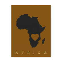 Carte postale de la carte du cœur de l'Afrique