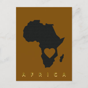 Carte postale de la carte du cœur de l'Afrique
