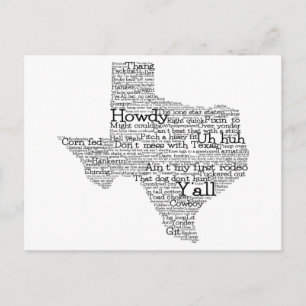 Carte postale de la carte du Texas USA Slang Word 