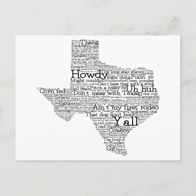 Carte postale de la carte du Texas USA Slang Word  (Devant)