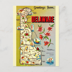 Carte postale de la carte rétro du Delaware