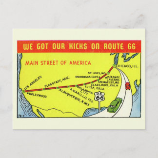 Carte postale de la carte vintage rétro de la rout