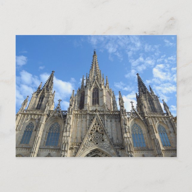 Carte postale de la cathédrale de Barcelone (Devant)