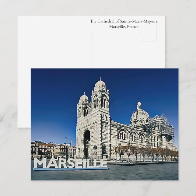 Carte postale de la cathédrale de Marseille (Devant / Derrière)