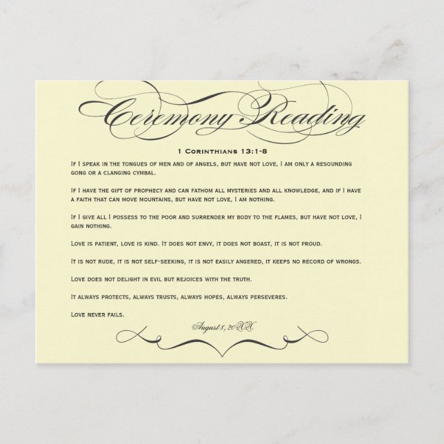 Carte postale de la cérémonie de lecture (Devant)