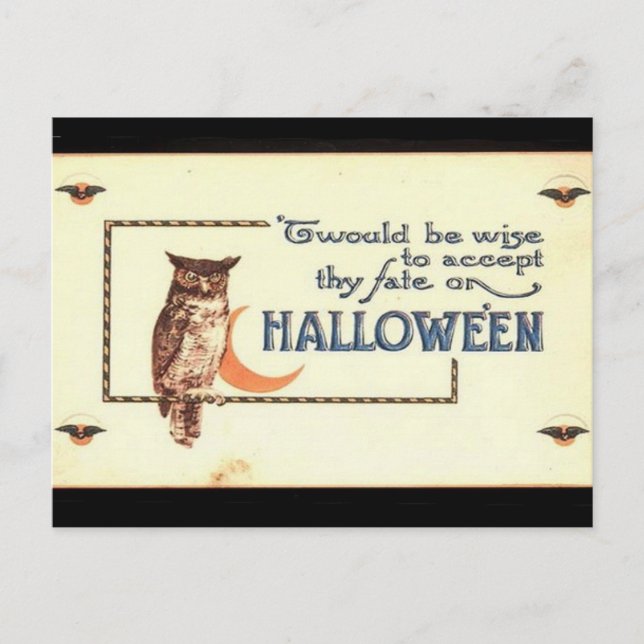 Carte postale de la Chouette d'Halloween Vintage K (Devant)