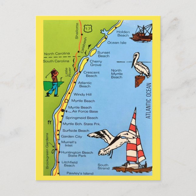 Carte postale de la côte de Caroline du Sud (Devant)