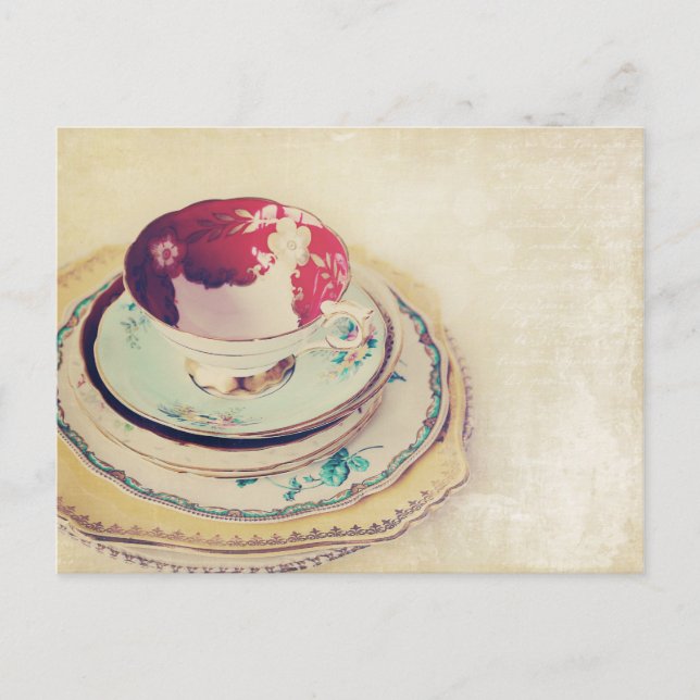 Carte postale de la coupe de thé rouge (Devant)